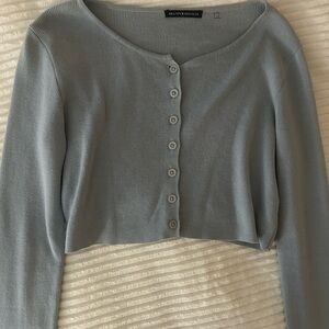 Brandy Melville Light Gray Button-Up Top